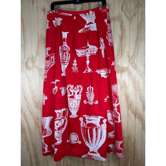 Soft Surroundings Maxi Skirt Grecian Urn Print Y2K Cottagecore Cotton Vintage - Picture 10 of 12
